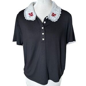 Hot Topic Mushroom Collar Lace Trim Crop Top. Size XL